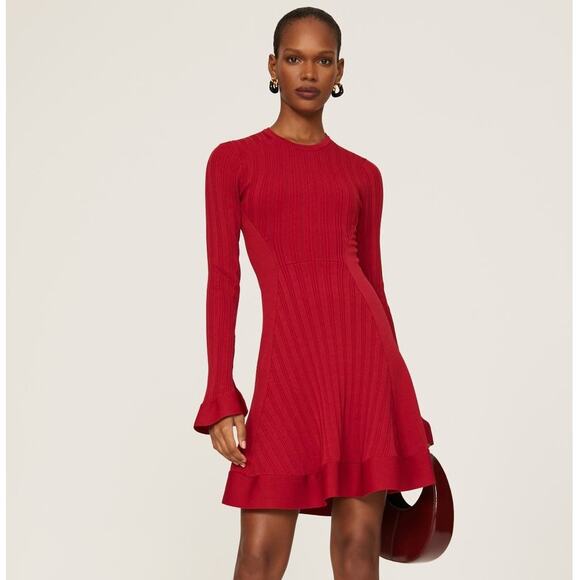 Esteban Cortazar Dresses & Skirts - Red Knit Long-Sleeve Mini Dress - Brand